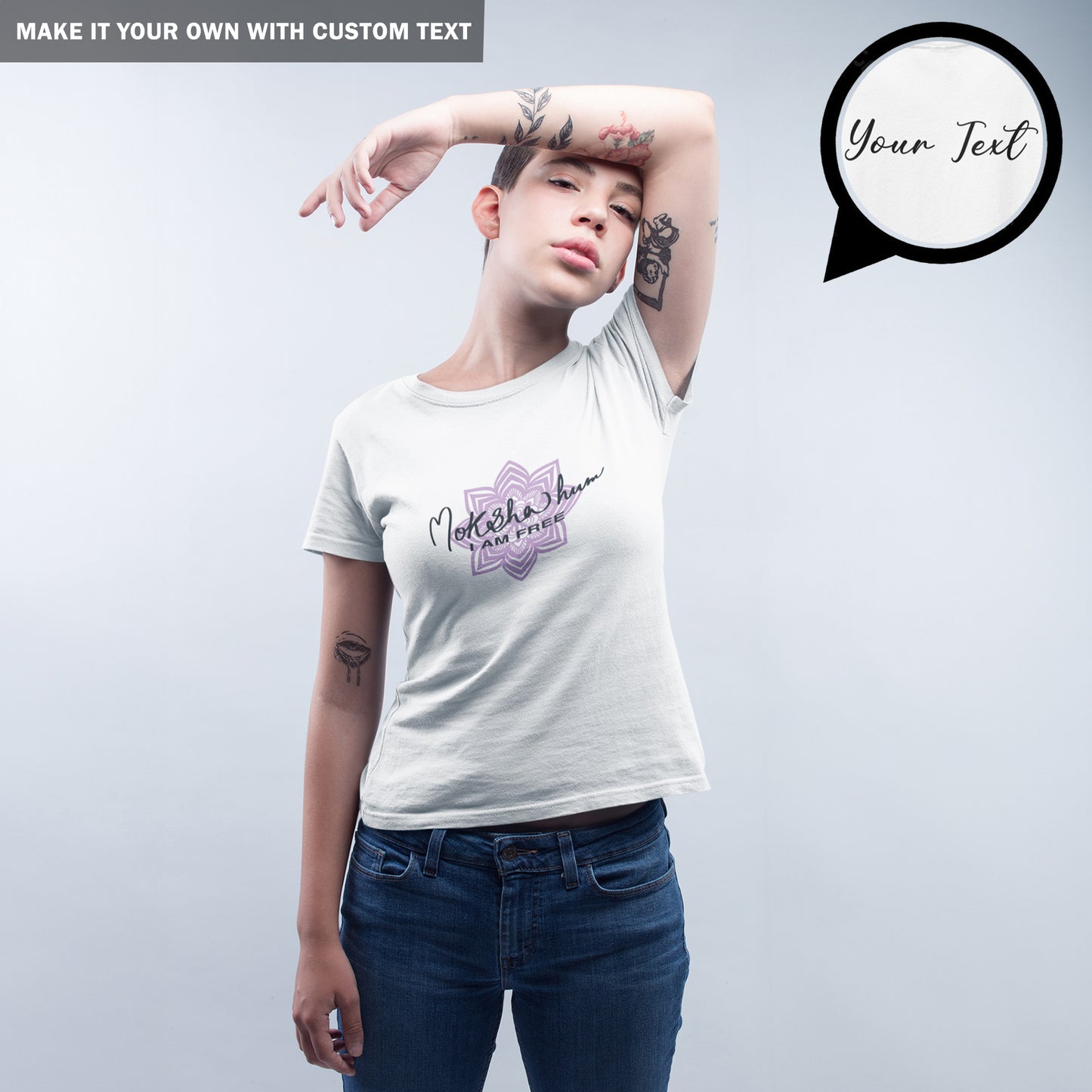 Moksha Hum - I AM FREE - Printed White TShirt - Women