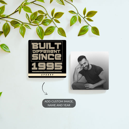 Built Different custom year and name magnet with photo magnet – personalized fridge gift set