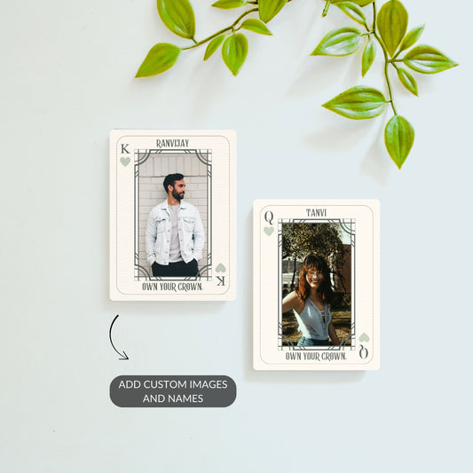 King Energy and Queen Energy personalized magnet set with photos and names.