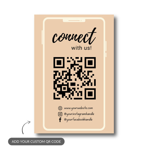 Personalized Beige QR Sign – Custom QR Metal Print