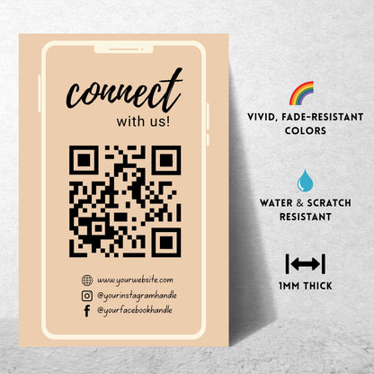 Personalized Beige QR Sign – Custom QR Metal Print