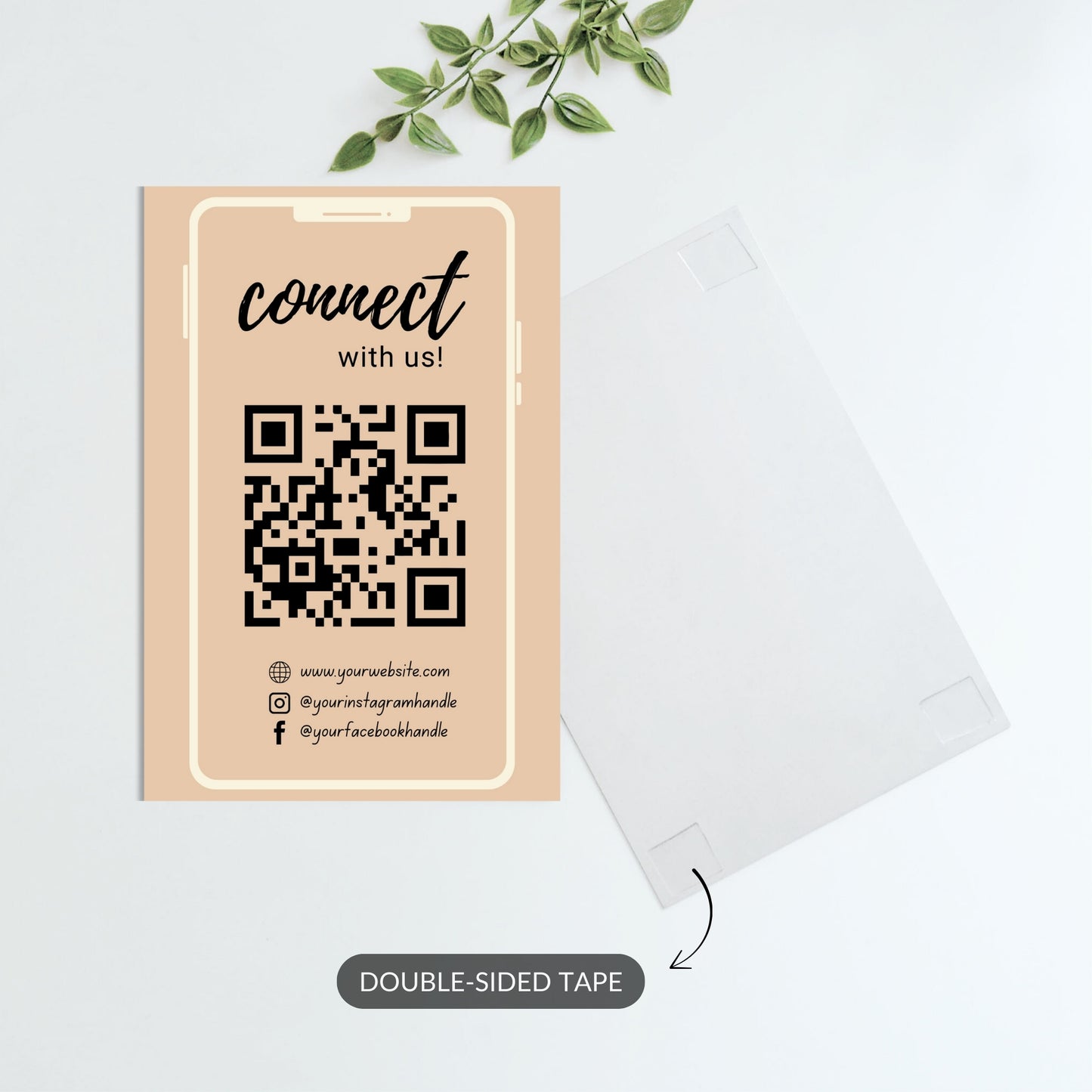 Personalized Beige QR Sign – Custom QR Metal Print