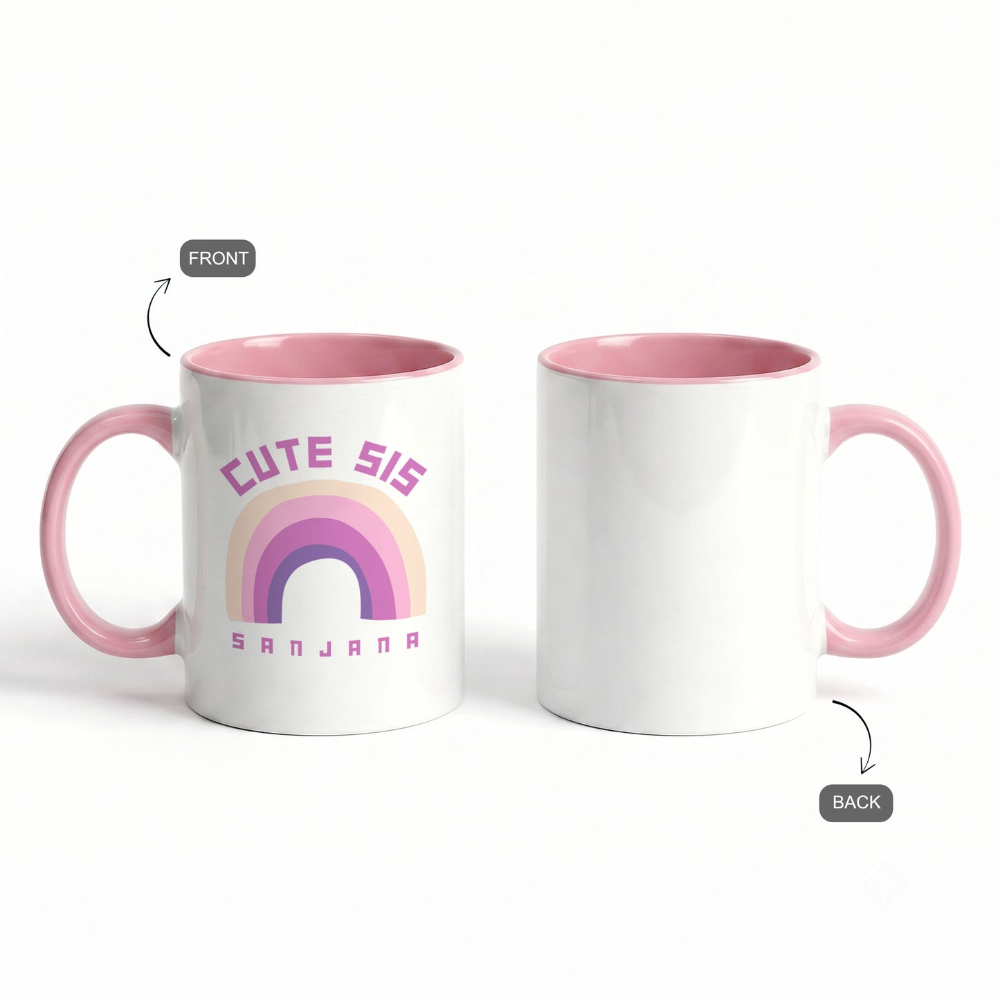 Cute Sis - Custom Pink Accent Mug