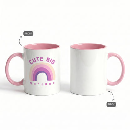 Cute Sis - Custom Pink Accent Mug
