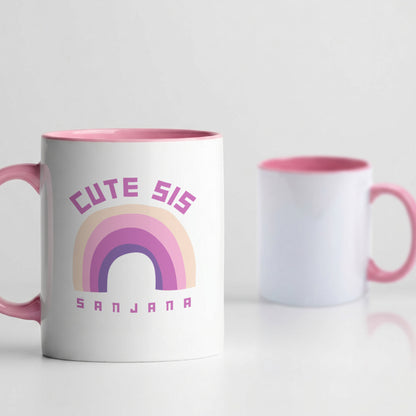 Cute Sis - Custom Pink Accent Mug