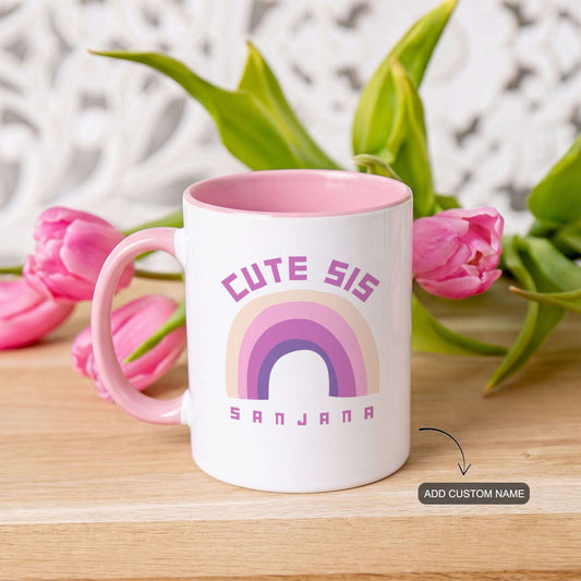 Cute Sis - Custom Pink Accent Mug