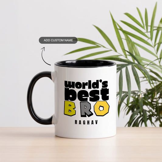 World's Best Bro - Custom Black Accent Mug