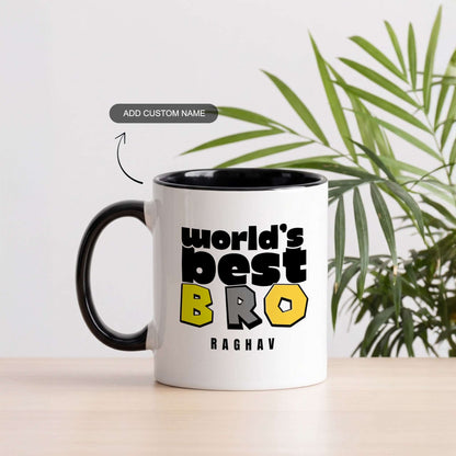 World's Best Bro - Custom Black Accent Mug
