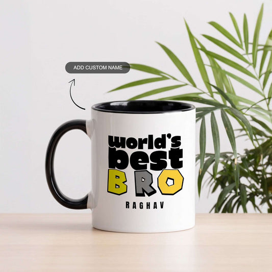 World's Best Bro - Custom Black Accent Mug