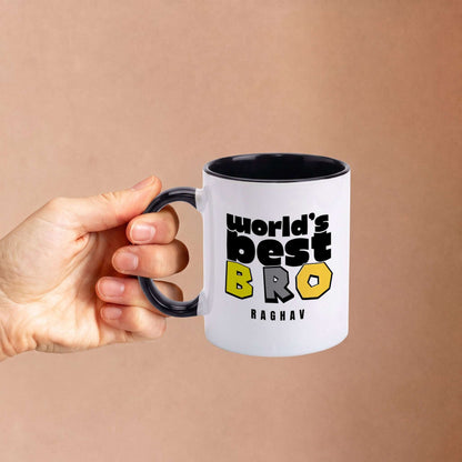 World's Best Bro - Custom Black Accent Mug