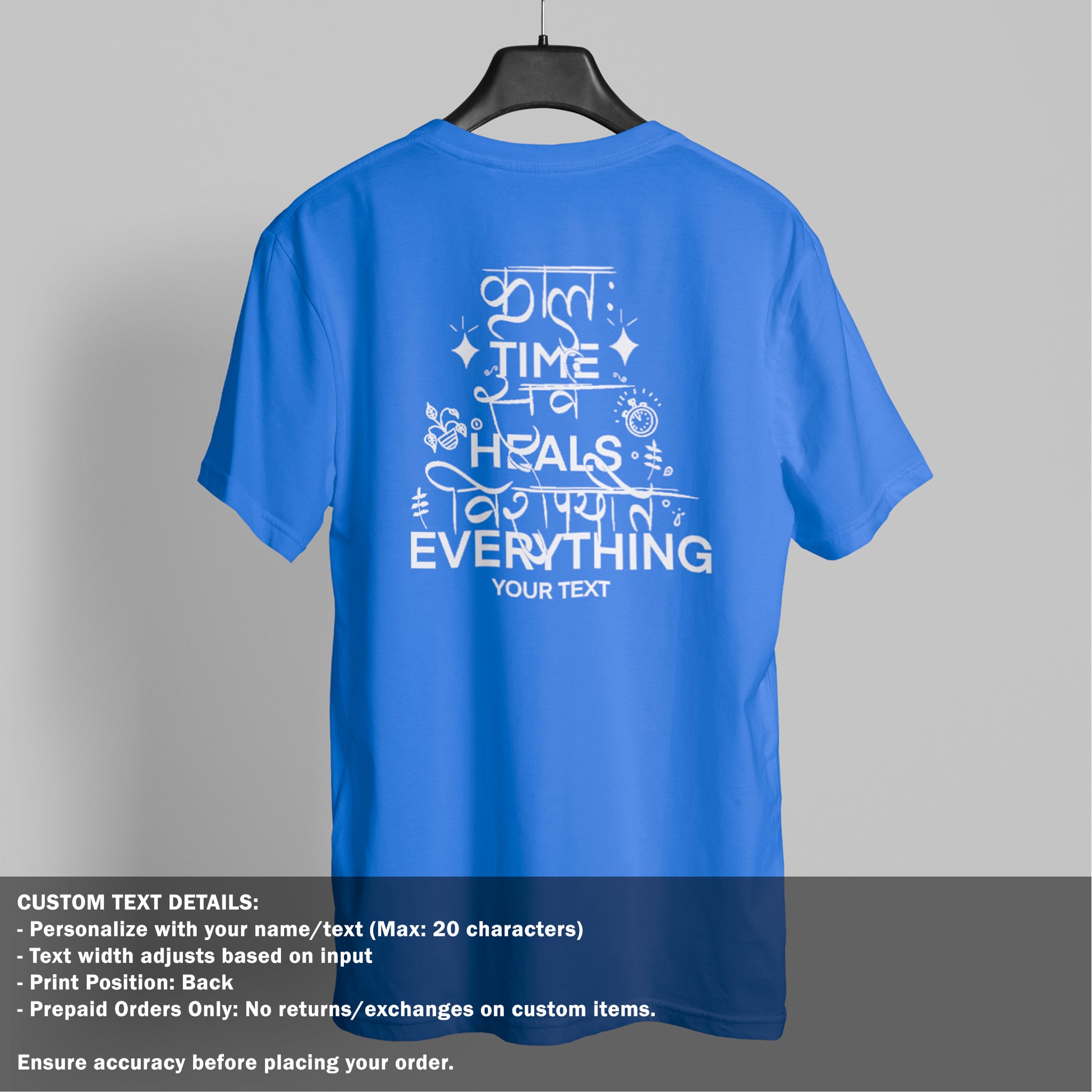 Time Heals Everything - Blue Oversized TShirt - Men