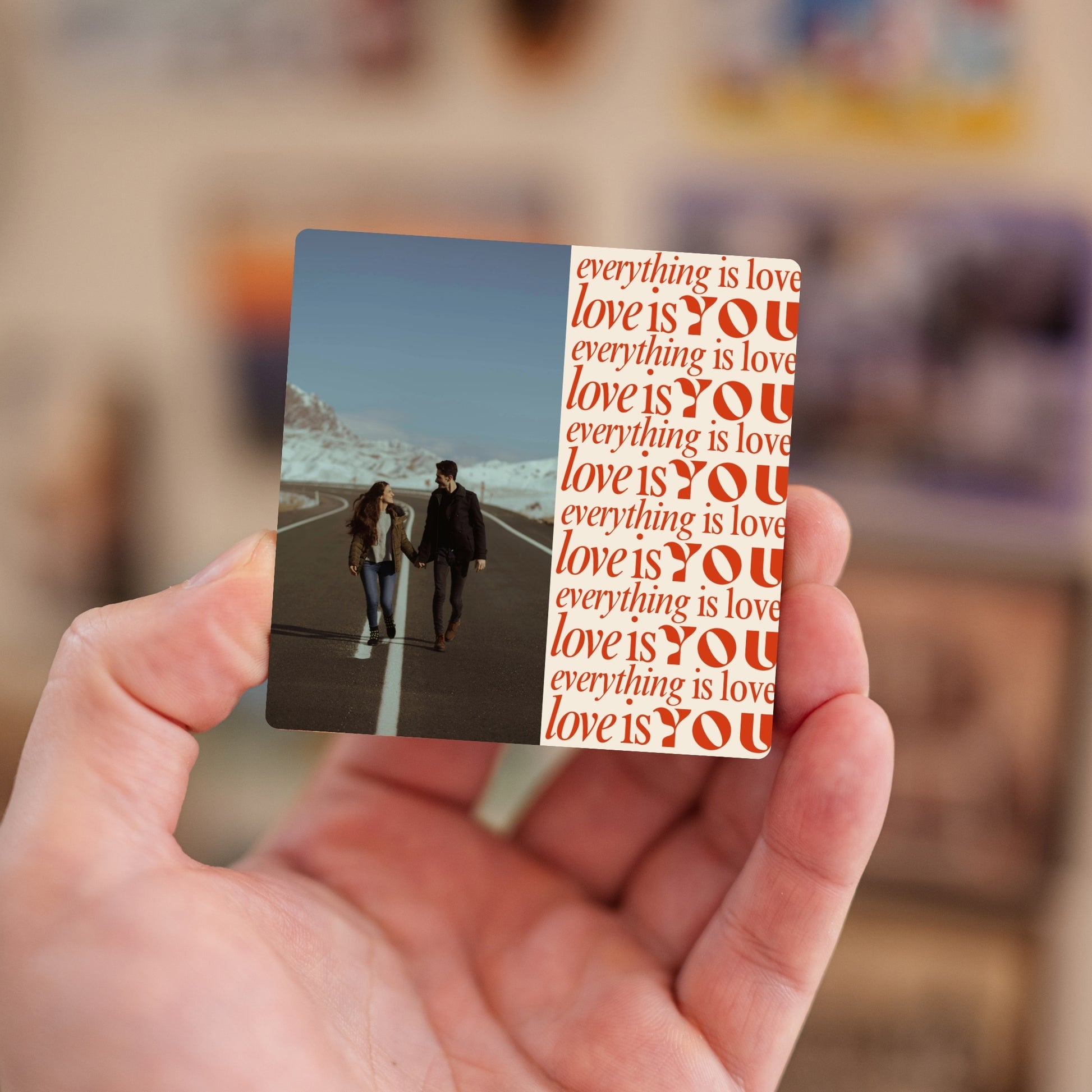 Handheld personalized Retro Love message magnet.