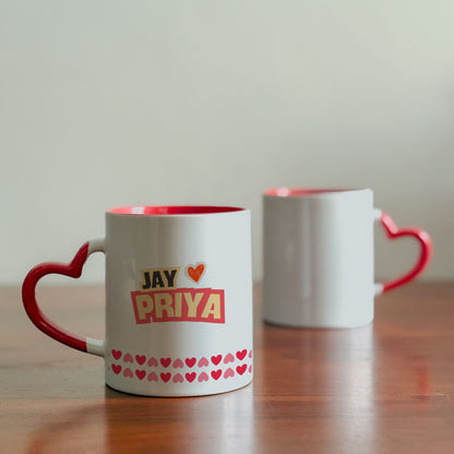 I Love You - Custom Heart Handle Mug (Set of 2)