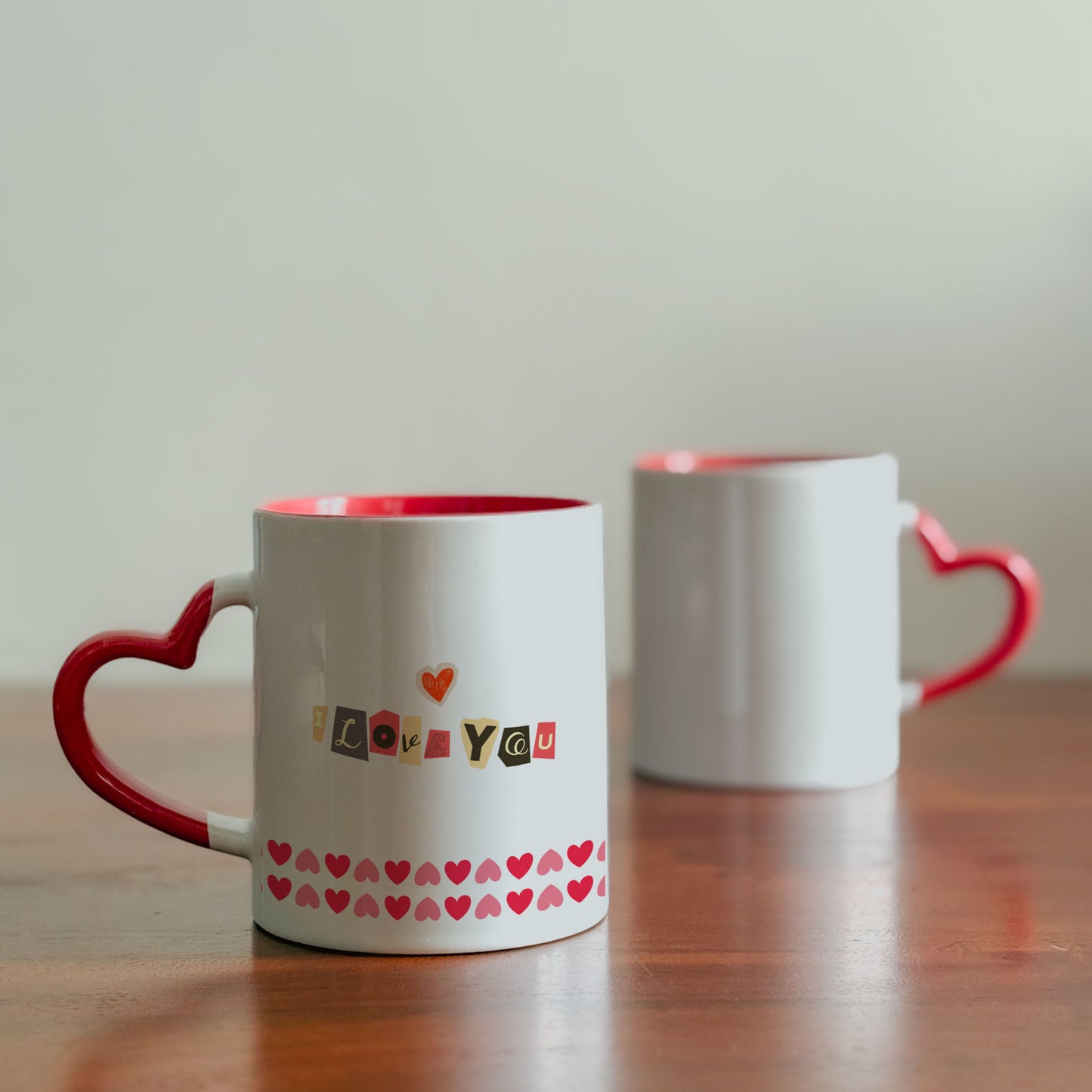 I Love You - Custom Heart Handle Mug (Set of 2)