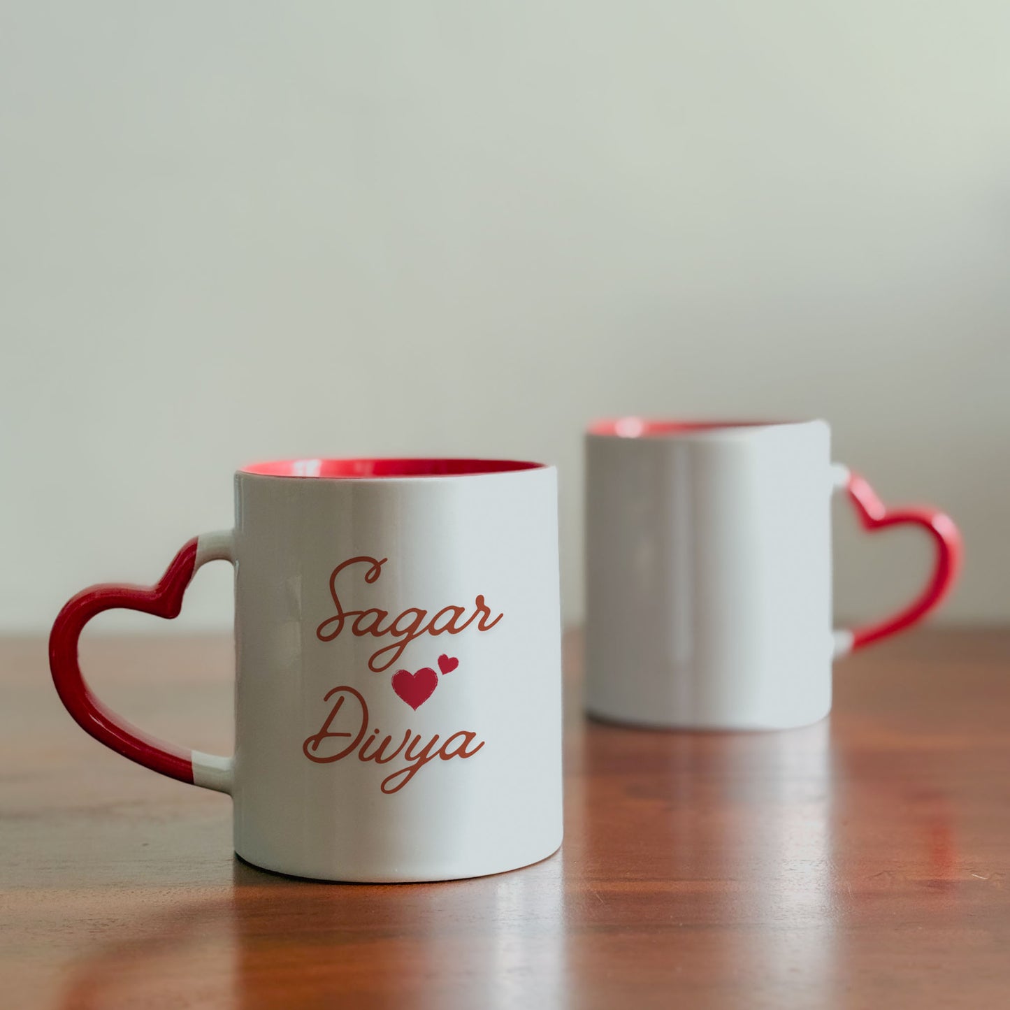 Two Names, One Heart - Custom Heart Handle Mug