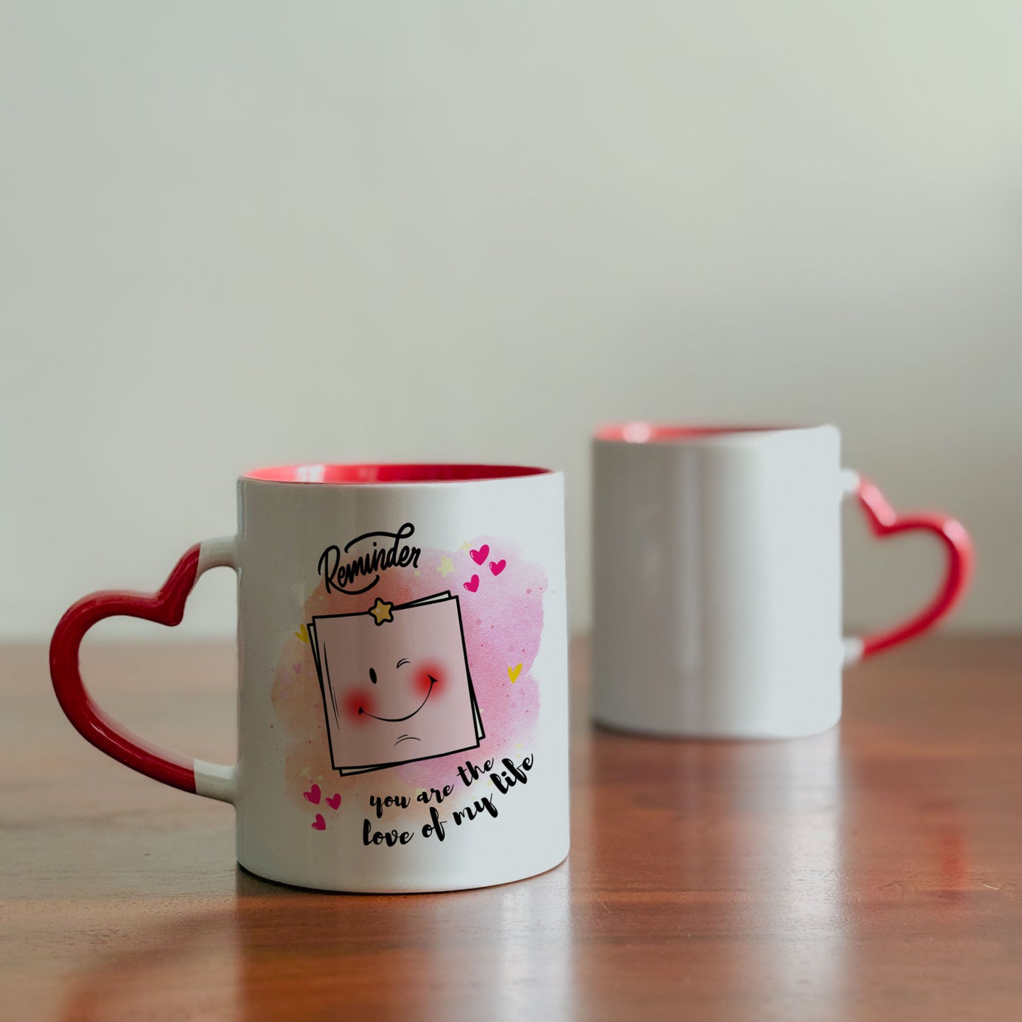 Reminder of My Love - Custom Heart Handle Mug (Set of 2)