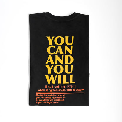 You Can - Mens Black Oversized T Shirt