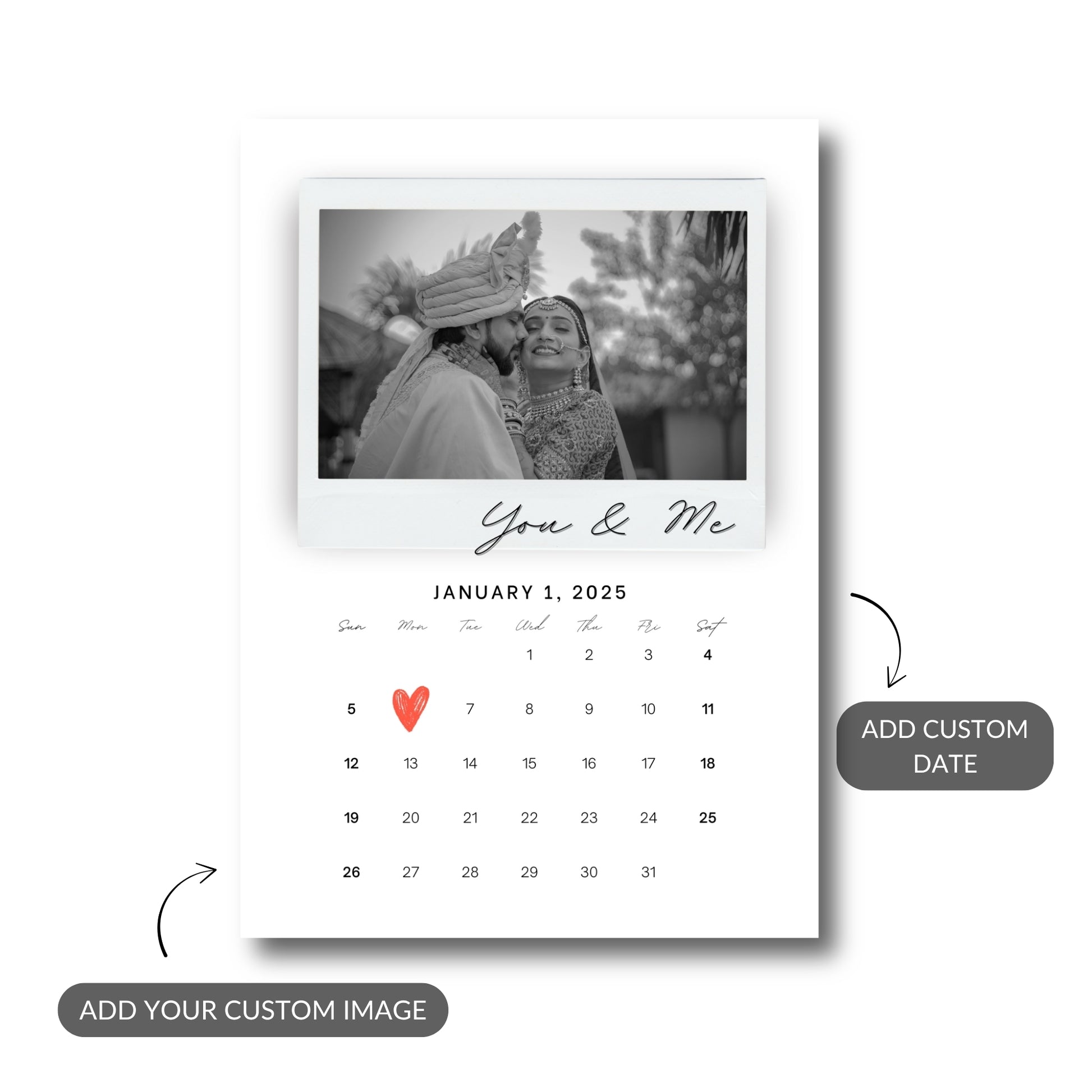 Our Story – Custom Couple & Calendar Metal Print Bundle (Set of 2)